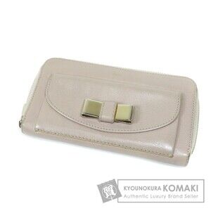 CHLOE Ribbon Motif Long Wallet Leather